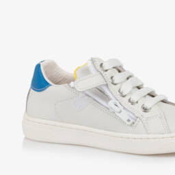 Naturino-Boys Starry White Leather Sneakers | Childrensalon Outlet