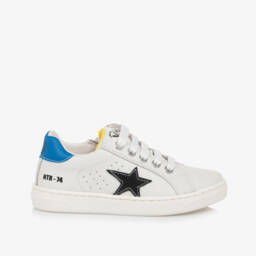Naturino-Boys Starry White Leather Sneakers | Childrensalon Outlet