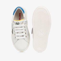Naturino-Boys Starry White Leather Sneakers | Childrensalon Outlet