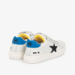 Naturino-Boys Starry White Leather Sneakers | Childrensalon Outlet