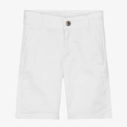 Naturino-Boys White Cotton Twill Chino Shorts  | Childrensalon Outlet