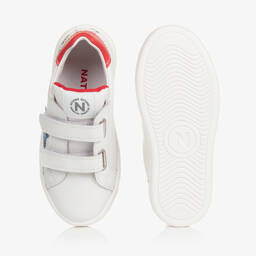 Naturino-Boys White Leather Velcro Trainers  | Childrensalon Outlet