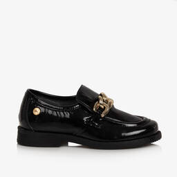Naturino-Girls Black Leather Chain Loafers | Childrensalon Outlet