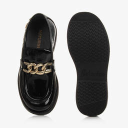 Naturino-Girls Black Leather Chain Loafers | Childrensalon Outlet