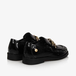 Naturino-Girls Black Leather Chain Loafers | Childrensalon Outlet