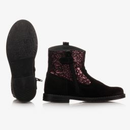 Naturino-Черно-розовые замшевые ботинки для девочек | Childrensalon Outlet