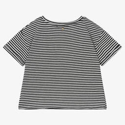 Tu & Io by Naturino-Girls Black & White Cotton T-Shirt | Childrensalon Outlet