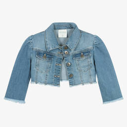 Naturino-Girls Blue Cropped Denim Jacket | Childrensalon Outlet