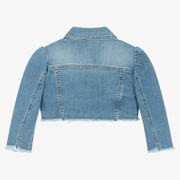 Naturino-Girls Blue Cropped Denim Jacket | Childrensalon Outlet