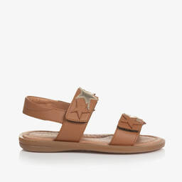 Naturino-Girls Brown Leather Star Sandals | Childrensalon Outlet