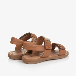 Naturino-Girls Brown Leather Star Sandals | Childrensalon Outlet