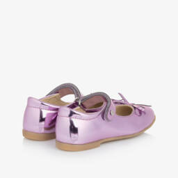 Naturino-Girls Gleaming Pink Leather Bows | Childrensalon Outlet