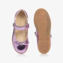 Naturino-Girls Gleaming Pink Leather Bows | Childrensalon Outlet