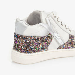 Naturino-Girls Glittery White Leather Trainers | Childrensalon Outlet