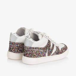 Naturino-Girls Glittery White Leather Trainers | Childrensalon Outlet