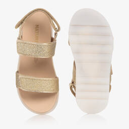Naturino-Girls Gold Glitter Leather Sandals | Childrensalon Outlet