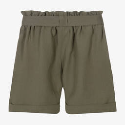Naturino-Girls Green Paperbag Waist Shorts | Childrensalon Outlet