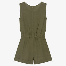 Naturino-Girls Green Viscose & Linen Playsuit | Childrensalon Outlet