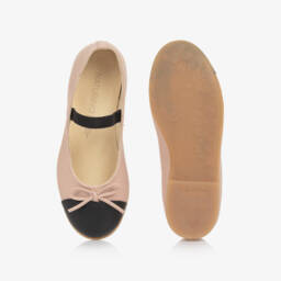 Naturino-Girls Leather Pink and Black Pumps | Childrensalon Outlet