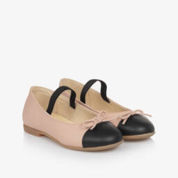 Naturino-Girls Leather Pink and Black Pumps | Childrensalon Outlet