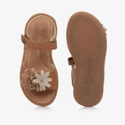 Naturino-Girls Leather Sandals with Floral Accents | Childrensalon Outlet