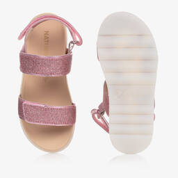 Naturino-Girls Pink Glitter Leather Sandals | Childrensalon Outlet