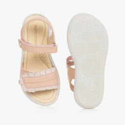 Naturino-Girls Pink Leather Ruffle Sandals | Childrensalon Outlet
