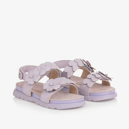 Naturino-Girls Purple Leather Flower Sandals | Childrensalon Outlet