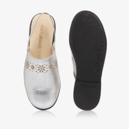 Naturino-Girls Shimmer Leather Backless Loafers | Childrensalon Outlet