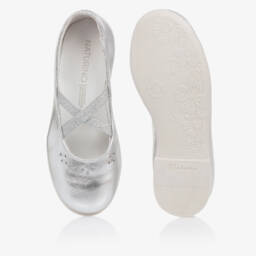 Naturino-Girls Shimmering Silver Ballet Flats | Childrensalon Outlet
