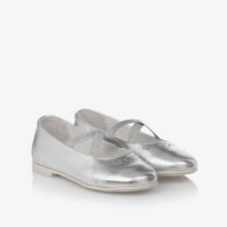 Naturino-Girls Shimmering Silver Ballet Flats | Childrensalon Outlet