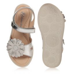 Naturino-Girls Silver Flower Sandals | Childrensalon Outlet