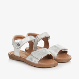 Naturino-Girls Silver Glitter Leather Sandals | Childrensalon Outlet
