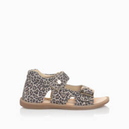 Naturino-Girls Taupe Leopard Leather Sandals | Childrensalon Outlet