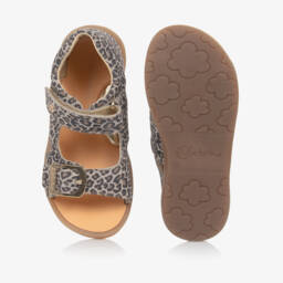 Naturino-Girls Taupe Leopard Leather Sandals | Childrensalon Outlet