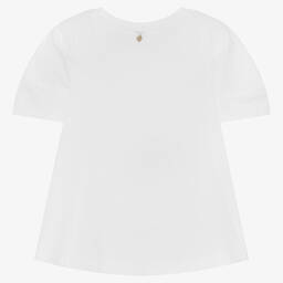 Tu & Io by Naturino-Girls White Cotton Flamingo T-Shirt | Childrensalon Outlet