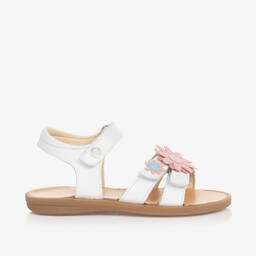 Naturino-Girls White Leather Flower Sandals | Childrensalon Outlet