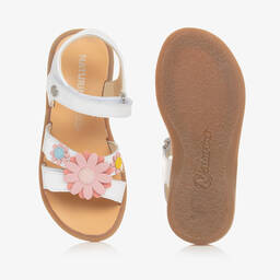 Naturino-Girls White Leather Flower Sandals | Childrensalon Outlet