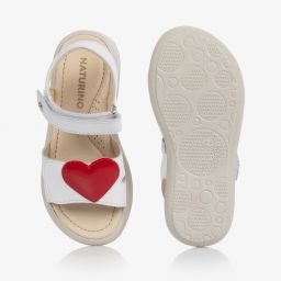 Naturino-صندل جلد لون أبيض للبنات | Childrensalon Outlet