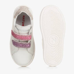 Naturino-Girls White Leather Velcro Trainers | Childrensalon Outlet