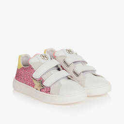 Naturino-Girls White & Pink Glitter Trainers | Childrensalon Outlet