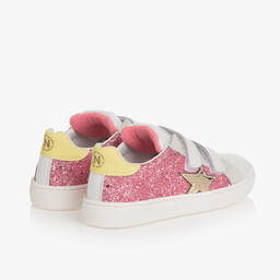Naturino-Girls White & Pink Glitter Trainers | Childrensalon Outlet