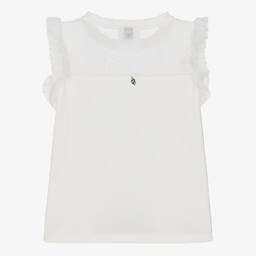 Naturino-Girls White Sleeveless Cotton Top | Childrensalon Outlet