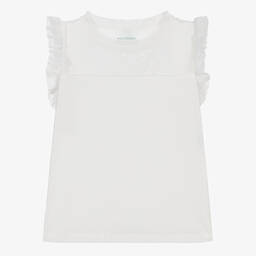 Naturino-Girls White Sleeveless Cotton Top | Childrensalon Outlet
