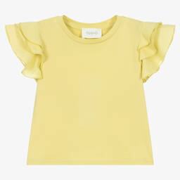 Tu & Io by Naturino-Girls Yellow Cotton Ruffle T-Shirt | Childrensalon Outlet
