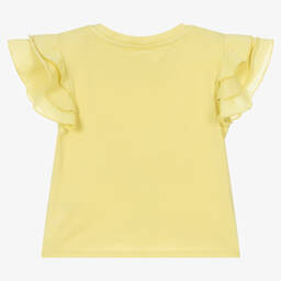 Tu & Io by Naturino-Girls Yellow Cotton Ruffle T-Shirt | Childrensalon Outlet