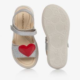 Naturino-Серебристые кожаные сандалии с блестками | Childrensalon Outlet
