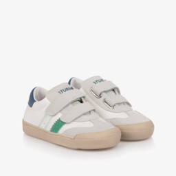 Naturino-Youth White & Green Leather Sneakers | Childrensalon Outlet