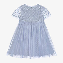نيدل آند ثريد-فستان تول مطرز لون أزرق ليلكي مزين بترتر | Childrensalon Outlet