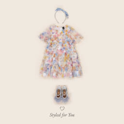 Needle & Thread-Платье из разноцветного тюля с цветочным принтом и оборками для девочек | Childrensalon Outlet